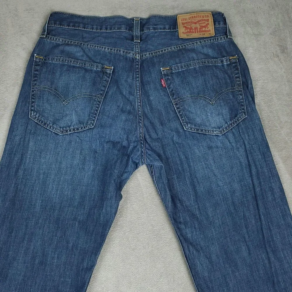 Levis 527 Jeans Mens 32x32 Blue Medium Wash Slim Bootcut Low Rise Zip Fly
